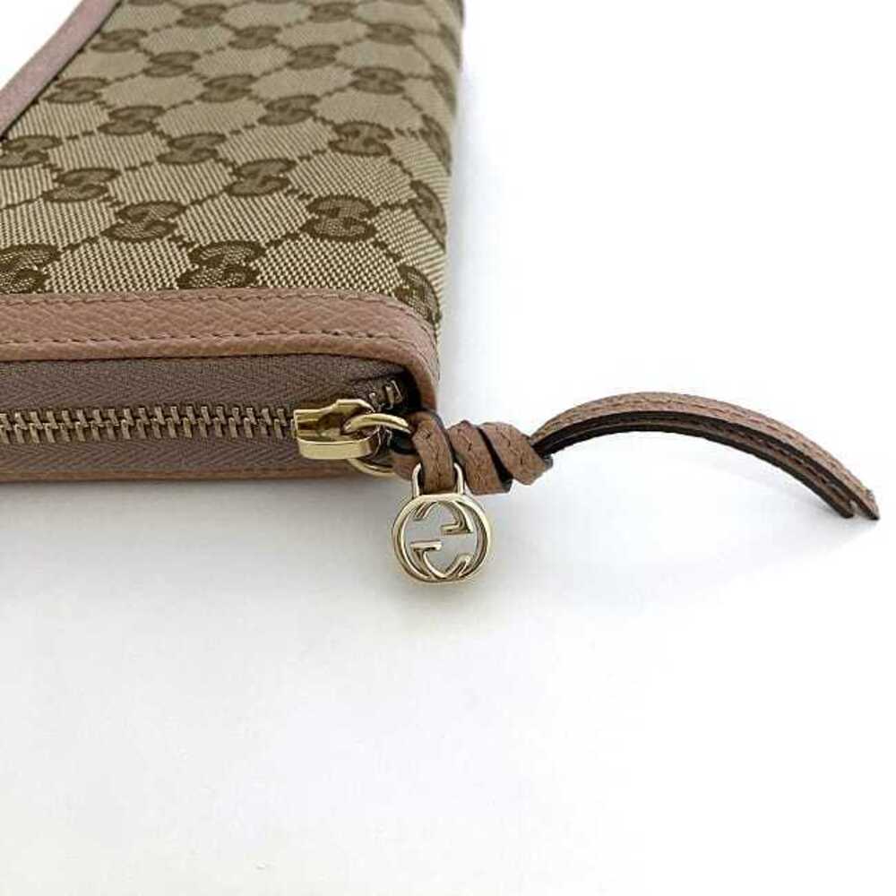 Gucci Round Zipper Long Wallet Beige Brown Pink Interlocking Canvas Leather - Picture 4 of 8